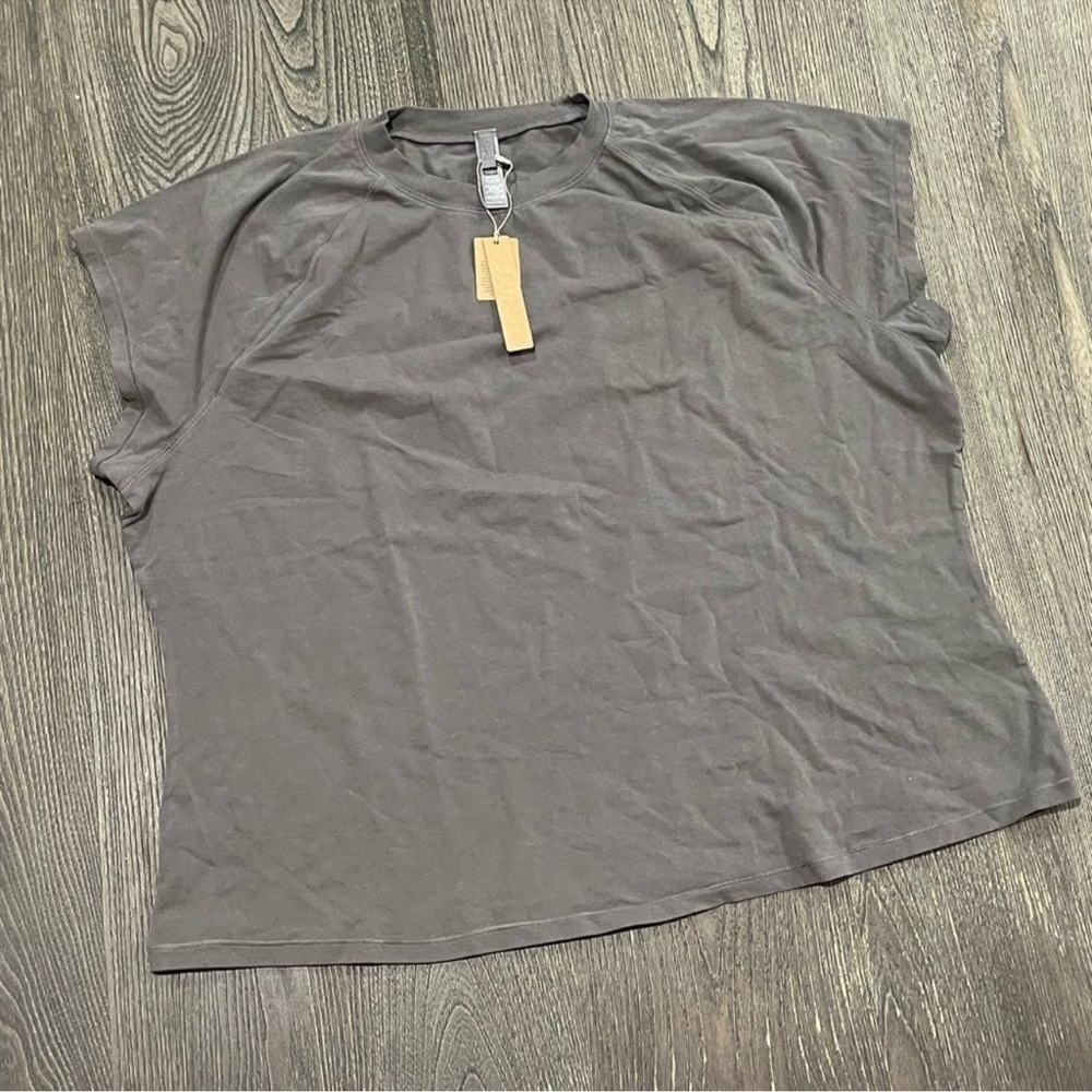 Skims (G1)New Vintage Cropped Raglan T-Shirt Crewneck ShortSleeve GrayChalk 4X - Picture 1 of 3